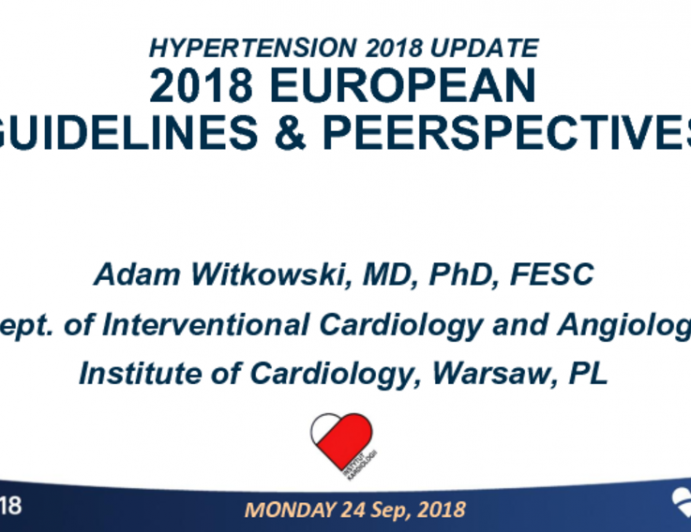 2018 European Guidelines and Perspectives on Hypertension