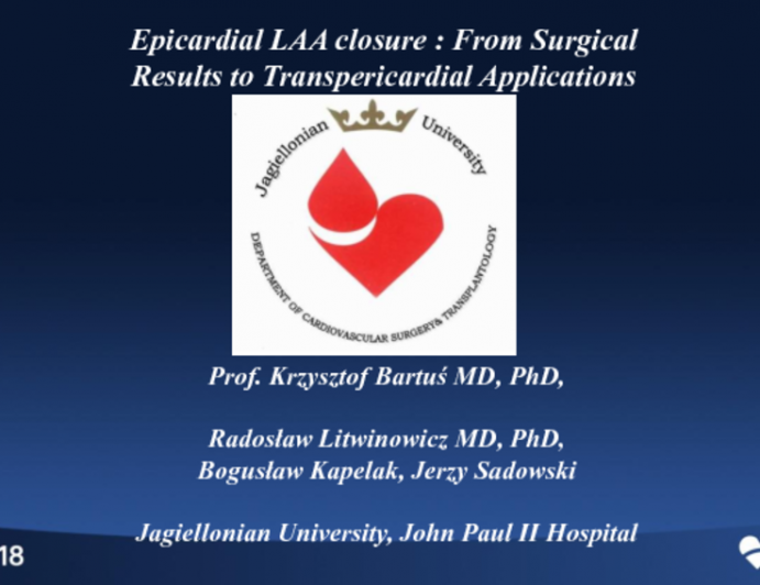 Epicardial LAA closure: From Surgical Results to Transpericardial Applications