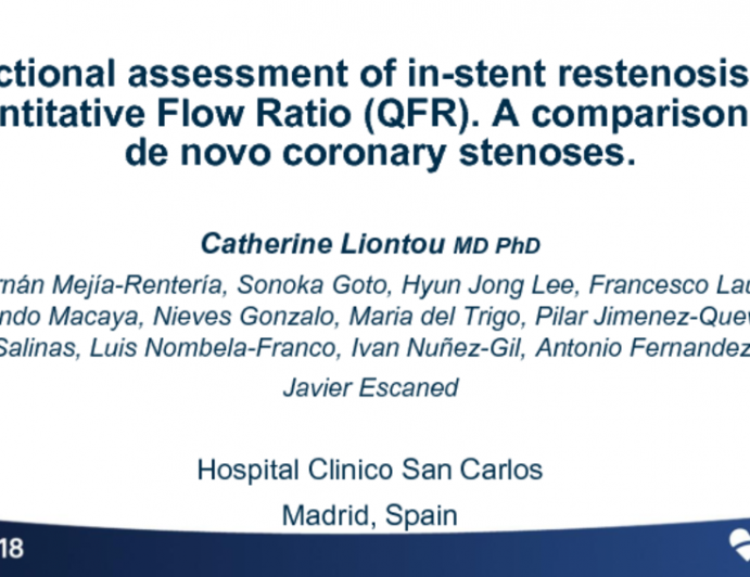 TCT-39: Functional Assessment of In-stent Restenosis With Quantitative Flow Ratio (QFR). A Comparison With De Novo Coronary Stenoses
