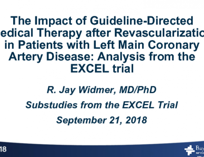 TCT-36: The Impact of Guideline-Directed Medical Therapy after Revascularization in Patients With Left Main Coronary Artery Disease: Analysis From the EXCEL Trial