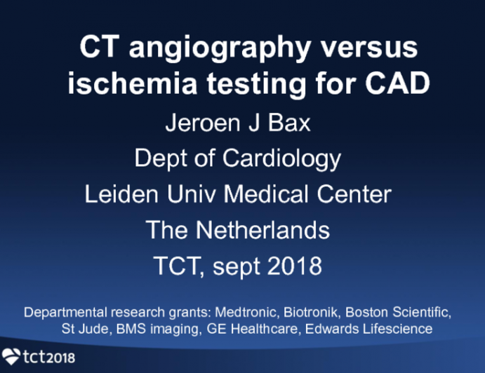CT Angiography Versus Ischemia Testing for Detection of Coronary Artery Disease
