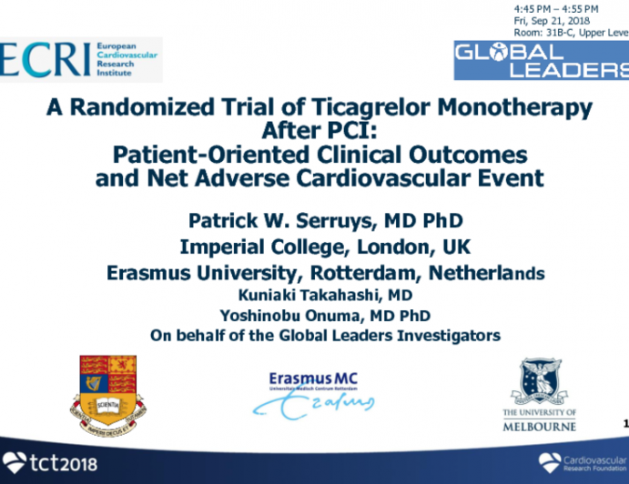 TCT-112: Patient-Oriented Clinical Outcomes and Net Adverse Cardiovascular Event in the Global Leaders Trial