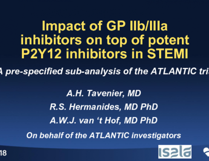 TCT-111: Efficacy and Safety of Glycoprotein IIb/IIIa Inhibitors on Top of a Potent P2Y12 Inhibitor in STEMI: A Pre-Specified Sub-Analysis of the ATLANTIC Trial