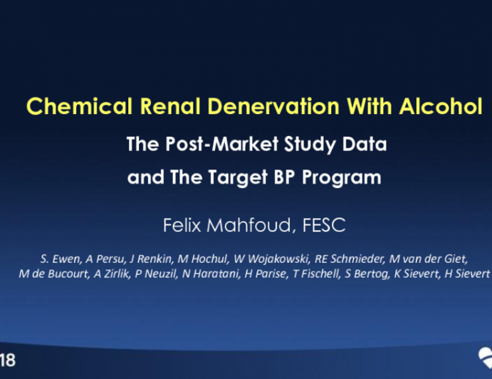 Alcohol-Mediated Renal Denervation – Current Status and US Pivotal Trial Plans