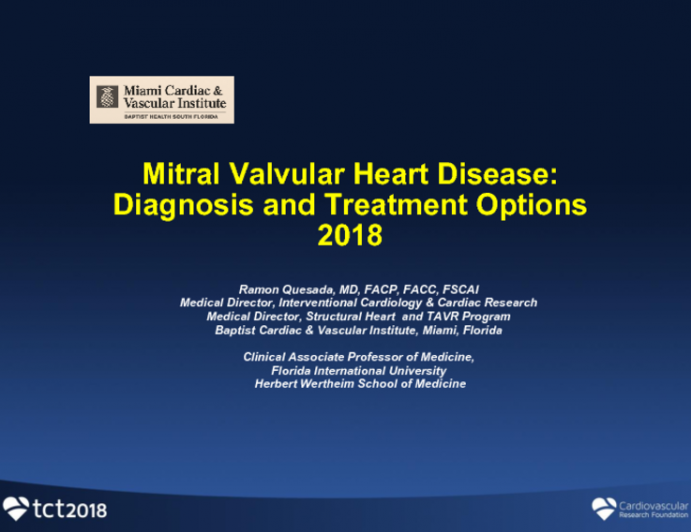 Mitral Valvular Heart Disease: Diagnosis and Treatment Options 2018
