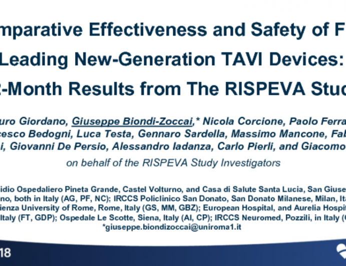 TCT-44: Comparative Effectiveness and Safety of Five Leading New-Generation TAVI Devices: 12-Month Results from The RISPEVA Study