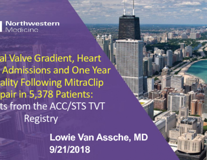 TCT-46: Mitral Valve Gradient, Heart Failure Admissions and One Year Mortality Following MitraClip Repair in 5,378 Patients: Results from the ACC/STS TVT Registry