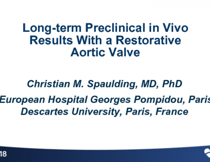 TCT-5: Long-term Preclinical in Vivo Results With a Restorative Aortic Valve