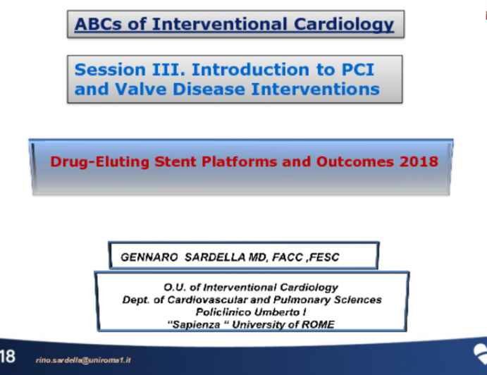 Drug-Eluting Stent Platforms and Outcomes 2018