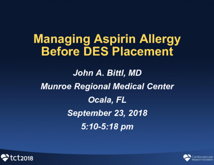 Managing Aspirin Allergy Before DES Placement