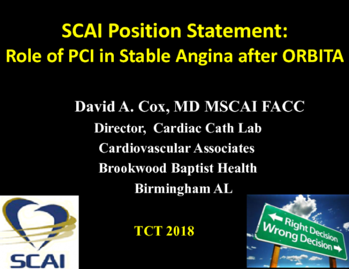 SCAI Position Statements On The Role Of PCI In Stable Angina After ORBITA