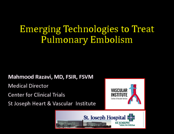 Emerging Technologies to Treat Acute Pulmonary Embolism