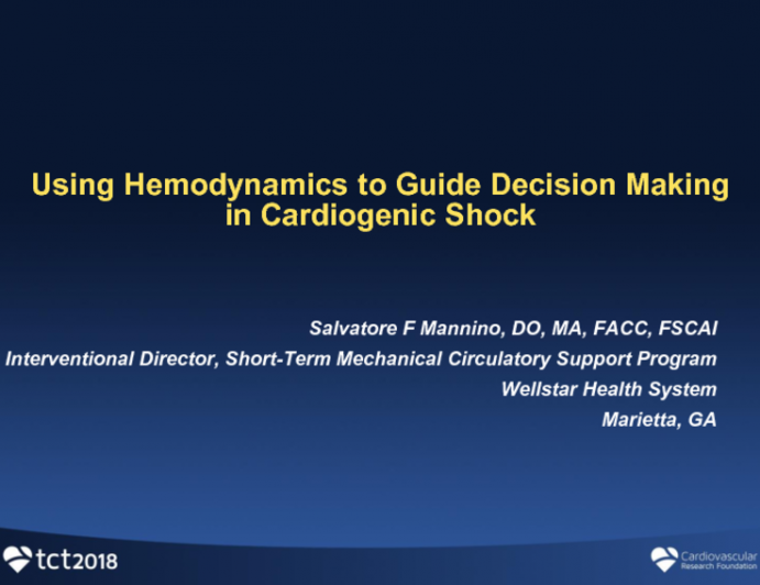 Using Hemodynamics to Guide Decision-Making in Cardiogenic Shock