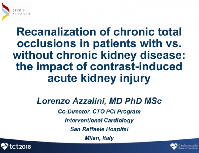 TCT-26: Recanalization of Chronic Total Occlusions in Patients With vs Without Chronic Kidney Disease: the Impact of Contrast-Induced Acute Kidney Injury