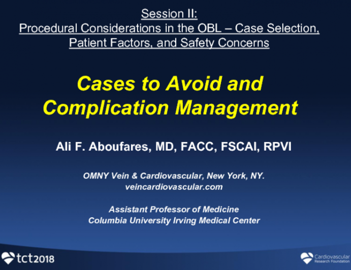 Cases to Avoid and Complication Management