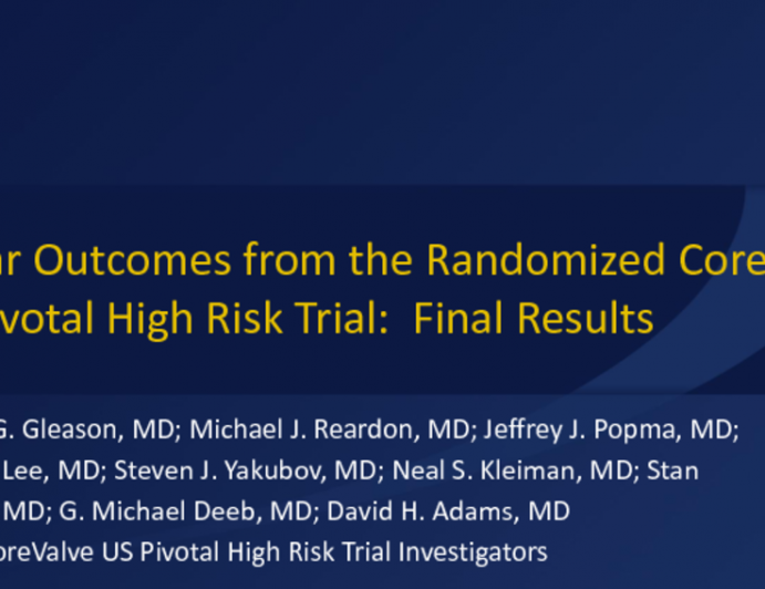 TCT-13: 5-Year Outcomes From the Randomized Corevalve USPivotal High Risk Trial: Final Results