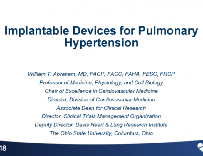 Implantable Devices for Pulmonary Hypertension