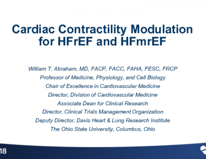 Cardiac Contractility Modulation for HFrEF and HFmrEF