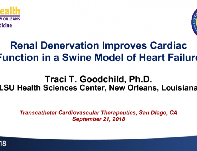 TCT-30: Renal Denervation Improves Cardiac Function in a Swine Model of Heart Failure
