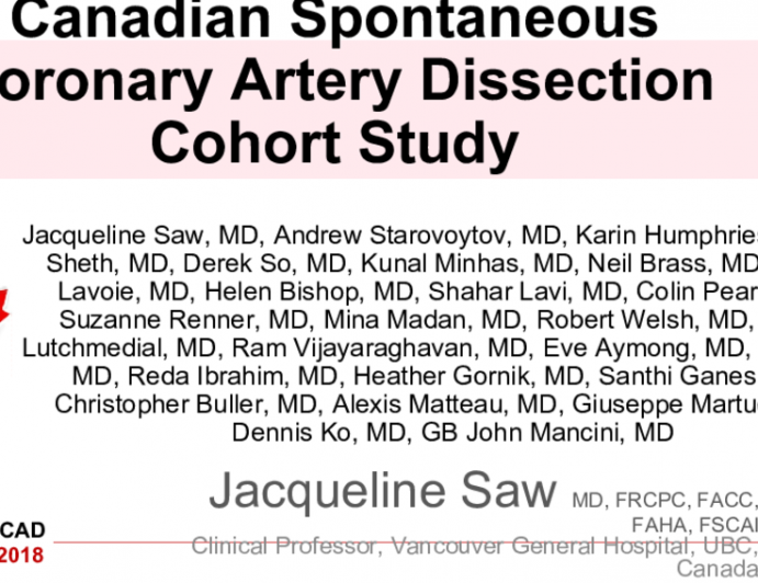 Canadian Spontaneous Coronary Artery Dissection Cohort Study 