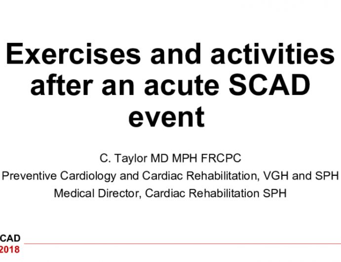 Exercises and activities after an acute SCAD event