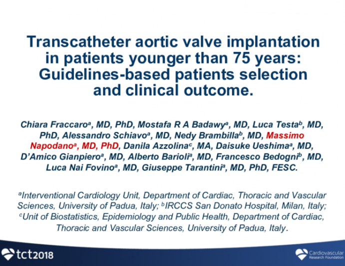 Transcatheter aortic valve implantation in patients younger than 75 years: Guidelines-based patients selection and clinical outcome