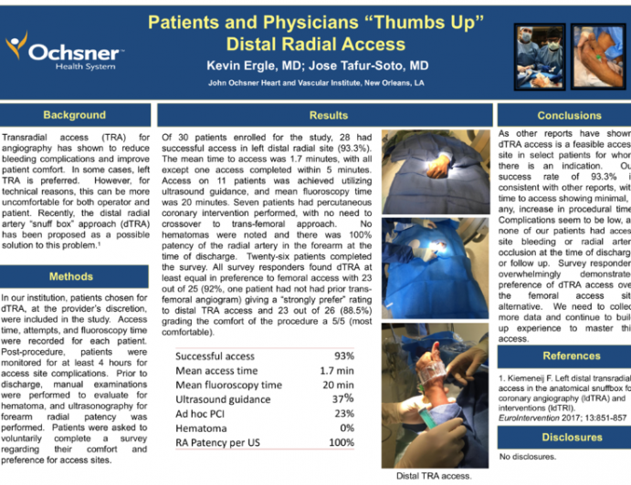 Patients and Physicians "Thumbs Up" Distal Radial Access
