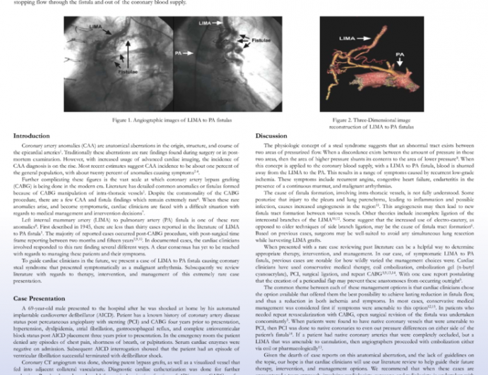 Left Internal Mammary Artery to Pulmonary Artery Fistula Causing Coronary Steal Syndrome: A Review of Literature on Therapy, Intervention, and Management