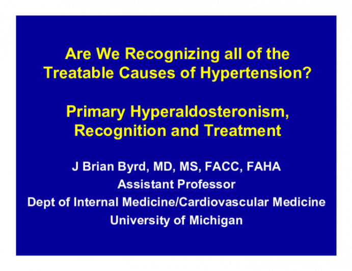 Are We Recognizing all of the Treatable Causes of Hypertension?