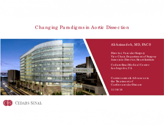 Changing Paradigms in Aortic Dissection