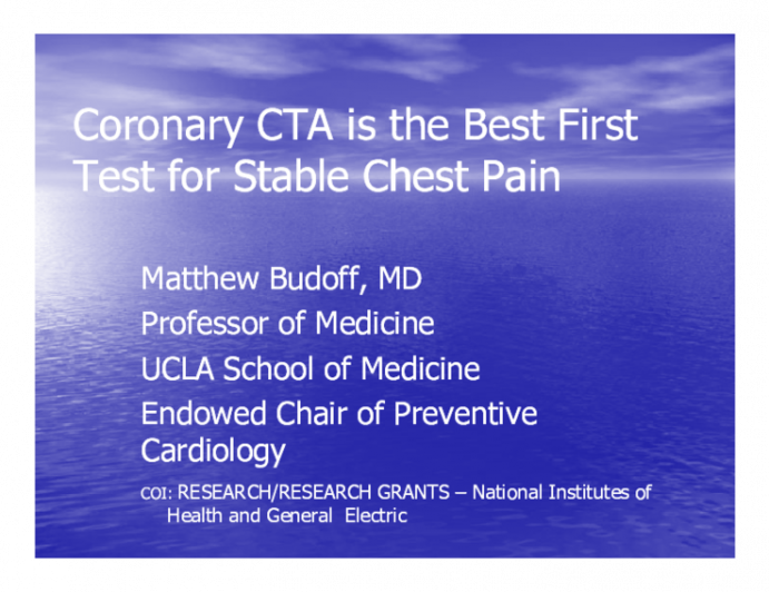 Coronary CTA is the Best First Test for Stable Chest Pain