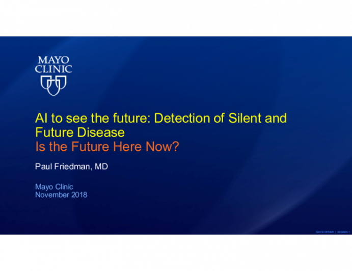 AI to see the future: Detection of Silent and future Disease. Is the Future Here Now?