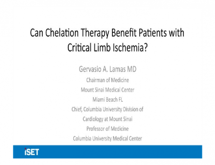 Can Chelation Therapy Benefit Patients with Critical Limb Ischemia?