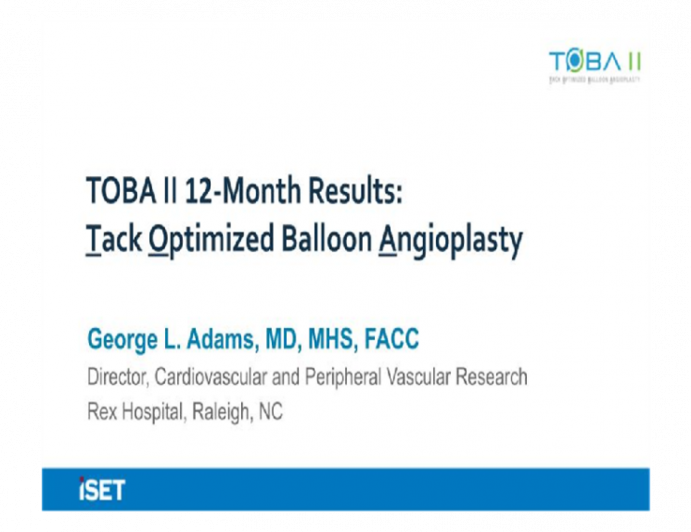 TOBA II 12-Month Results: Tack Optimized Balloon Angioplasty