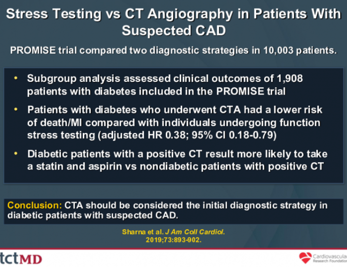Stress Testing vs CT Angiography in Patients With Suspected CAD