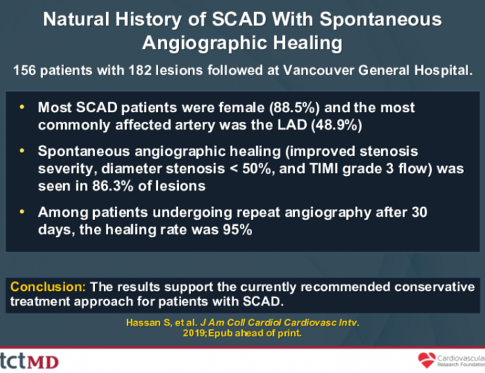 Natural History of SCAD With Spontaneous Angiographic Healing
