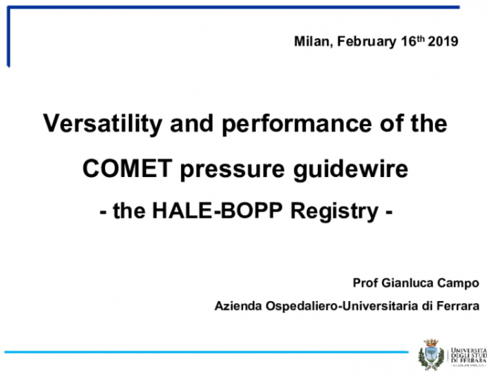 Versatility and performance of the COMET pressure guidewire: The HALE-BOPP Registry
