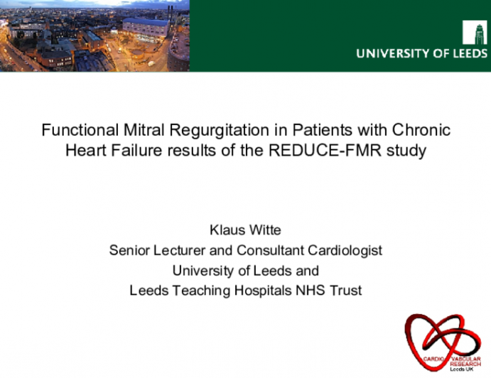 Functional Mitral Regurgitation in Patients with Chronic Heart Failure results of the REDUCE-FMR study