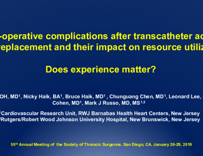 Post-operative complications after transcatheter aortic valve replacement and their impact on resource utilization. Does experience matter?