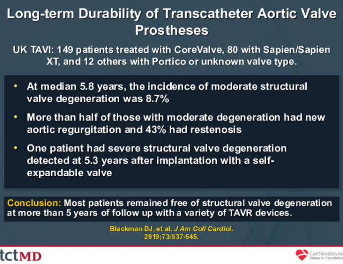 Long-term Durability of Transcatheter Aortic Valve Prostheses