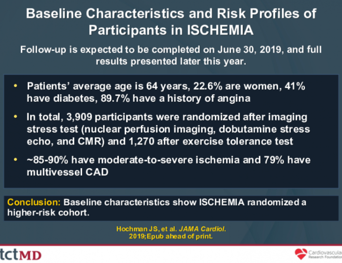 Baseline Characteristics and Risk Profiles of Participants in ISCHEMIA