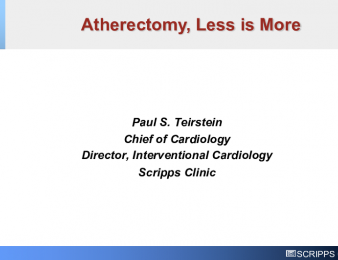 Atherectomy, Less is More