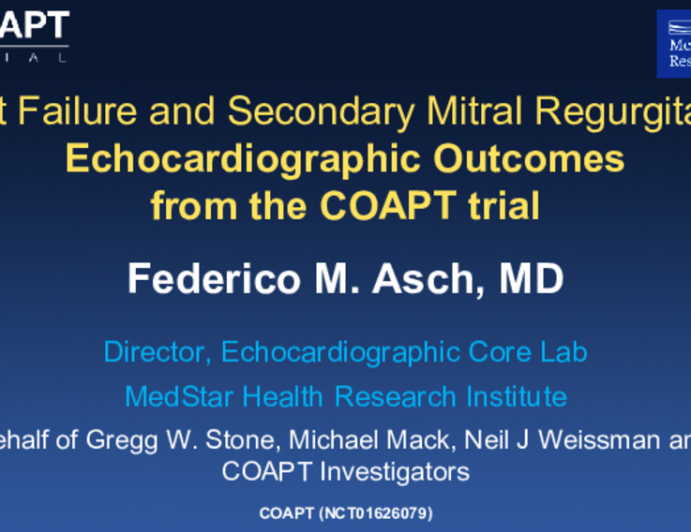 Heart Failure and Secondary Mitral Regurgitation:Echocardiographic Outcomes from the COAPT trial
