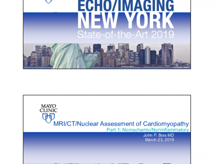 MRI/CT/Nuclear Assessment of Cardiomyopathy - Part 1: Nonischemic/Noninflammatory