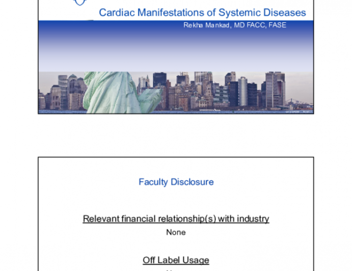 Cardiac Manifestations of Systematic Diseases