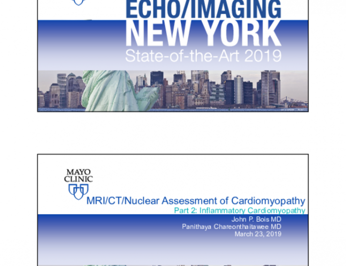 MRI/CT/Nuclear Assessment of Cardiomyopathy - Part 2: inflammatory Cardiomyopathy