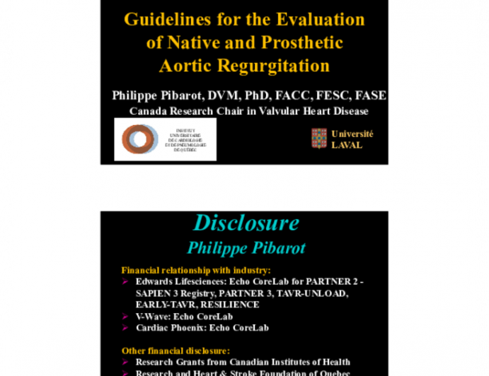 Guidelines for the Evaluation of Native and Prosthetic Aortic Regurgitation