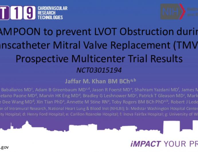 LAMPOON to prevent LVOT Obstruction during Transcatheter Mitral Valve Replacement (TMVR): Prospective Multicenter Trial Results