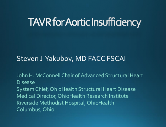 TAVR for Aortic Insufficiency