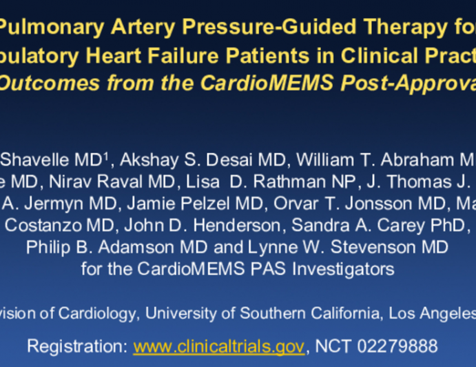 1-Year Outcomes from the CardioMEMS Post-Approval Study